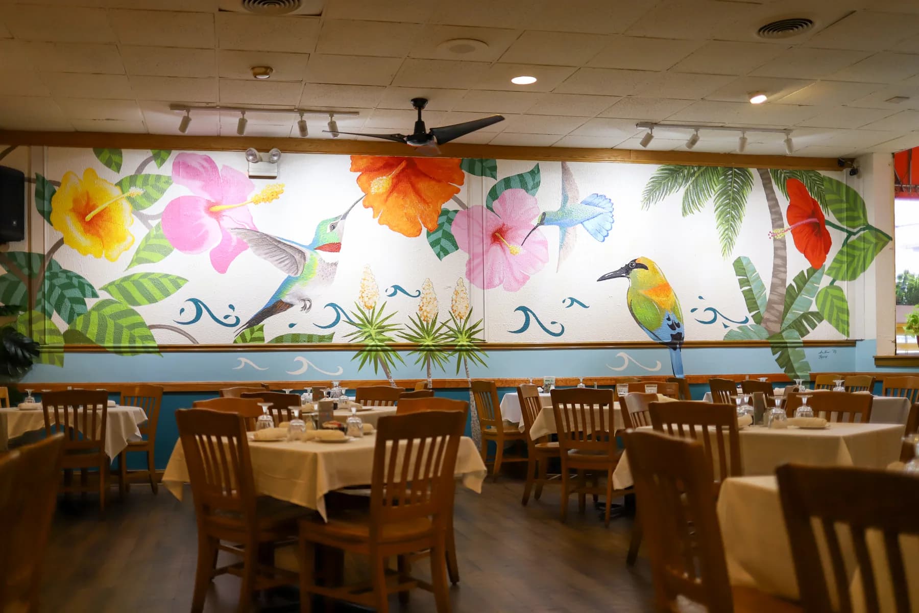 El Golfo private event room with a stage and seating